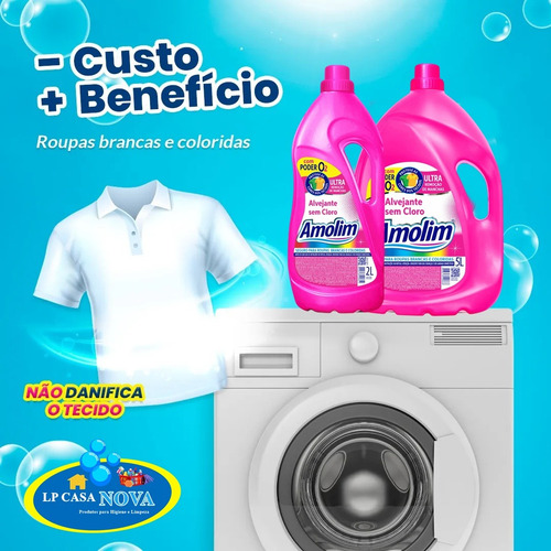 Alvejante Sem Cloro Lava Roupas Branca E Colorida 5l Sujeira