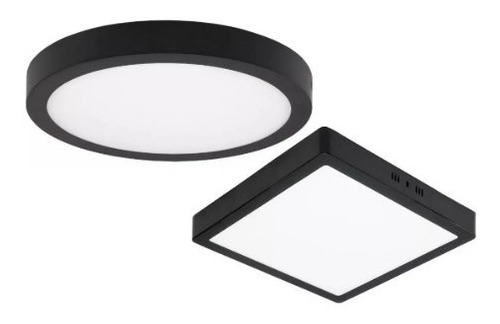 Plafon Led Aplicar Negro 6w Redondo Cuadrado Luz Fria Calida