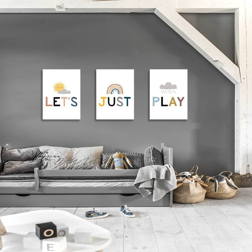 Lets Just Play Playroom Wall Decor,set Of 3 Prints,kids Wall