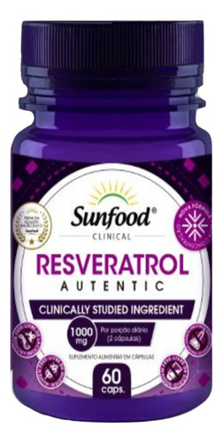 Resveratrol 1000mg 60 Caps Sunfood Antioxidante Sabor Sem Sabor