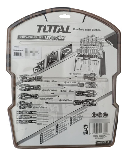 Set 18 Desarmadores Cr-v Comfort Grip Total Herramienta Iusa