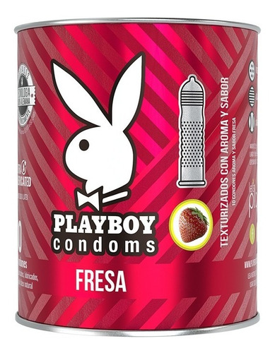 Preservativos Playboy Sabor Fresa 1 Lata Con 10 Condones
