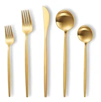 Comprar Juego De Cubiertos Dorados Mate, Juego De Cubiertos Modernos