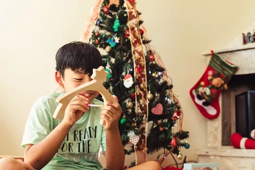 Kit de Natal Educativo Em Madeira Para Colorir