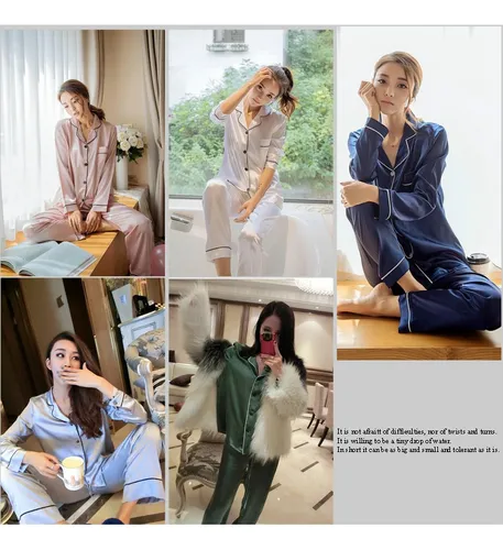 Conjunto De Pijama De Satén De Seda Para Mujer, Ropa De Dorm
