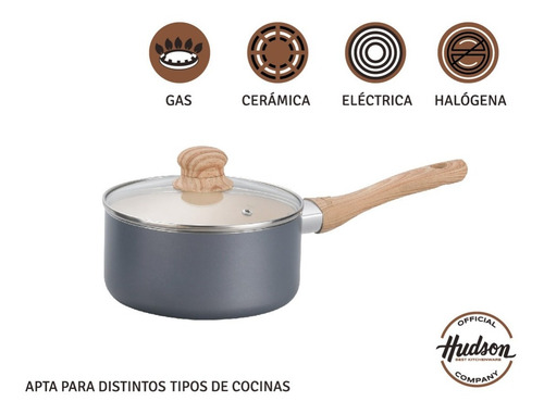 Imagen 3 de 10 de Set De Cocina Hudson Gris Con Antiadherente 7 Piezas