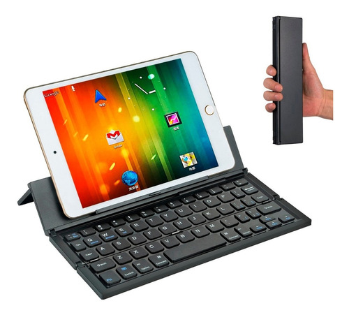 Mini Teclado Con Base Bluetooth Recargable Estuche 