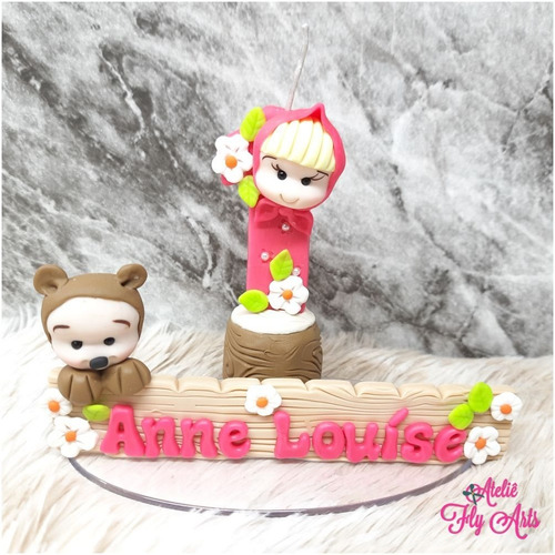 Imagem 8 de 8 de Vela Topo De Bolo Em Biscuit Masha E O Urso