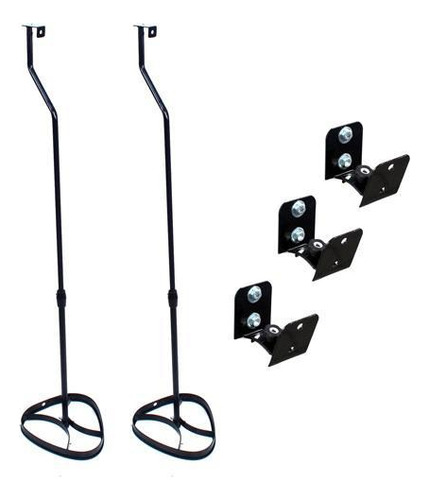 Suporte E Pedestais Home Theater - Kit Universal - Preto