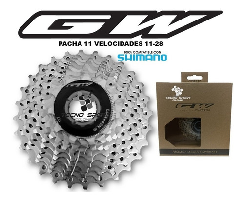 Imagen 3 de 6 de Pacha Cassette Gw 11 Velocidad 11-28 Compatible Con Shimano