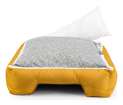 Caminha De Cachorro Impermeável Cama Pet Com Zíper 63x63 Cor Cinza Desenho Estampado