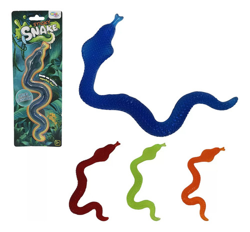 Brinquedo Sticky Snake Cobra Gruda Sensorial Super Elástica Cor Colorido