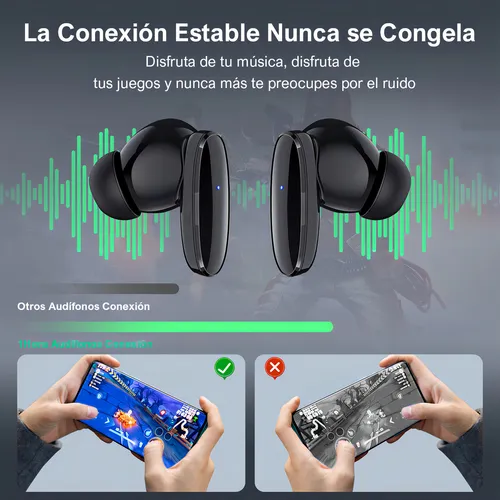 Aud&iacute;fonos in-ear inal&aacute;mbricos 1Hora AUT205 Negro Auriculares Inalambricos Bluetooth 5.3 con Microfono