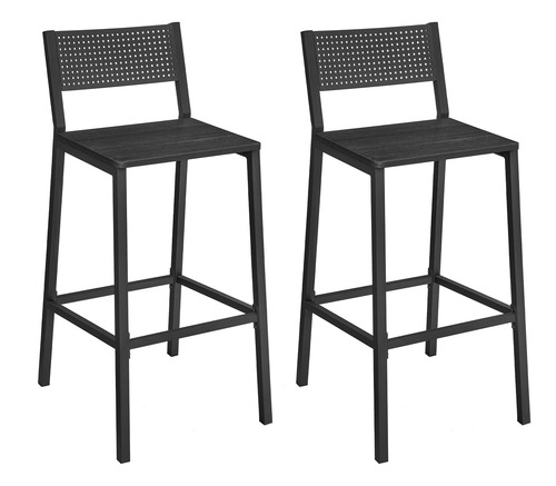 Juego De 2 Taburetes De Bar Gris Carbón Y Negro