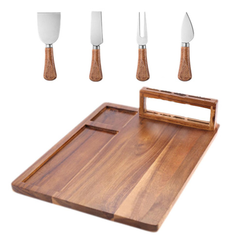Tablero De Quesos De Bambú Y Cuchillos Play Platter Board