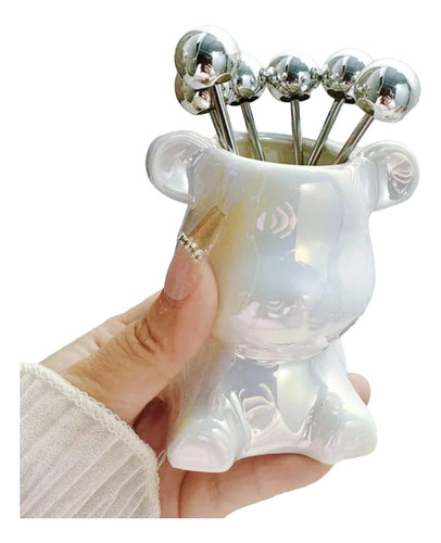 Set De Mini Tenedores Decorativos Para Piqueos Bear Blanco 