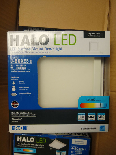 Halo 4 In. White Integrated Led Recessed Square Surface  Aae