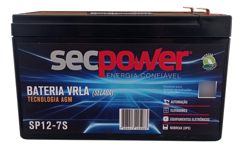 12v 7ah Sec Power Vrla Agm | Nobreak, Alarme