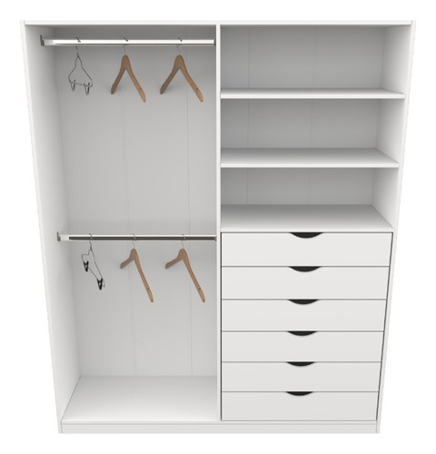 Armário Arara Gaveta Brenda M3 100% Mdf Quarto Sapato Roupa Cor Branco