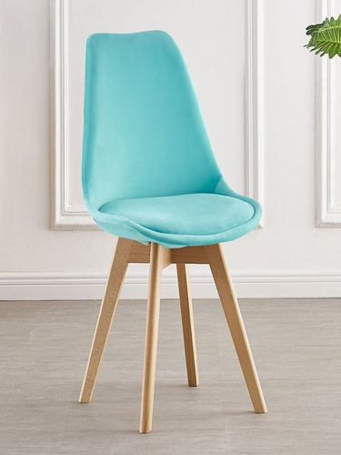 Imagen 2 de 2 de Pack 2 Sillas Tulip Felpa Comedor Escritorio Pata Reforzada