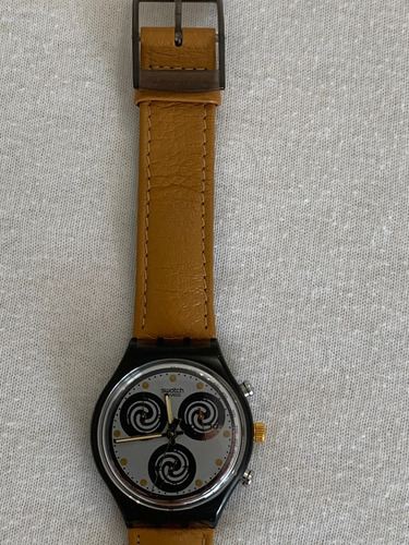 Relogio Swatch Scm101. Cronografico. Ano 1992, Sem Uso.couro