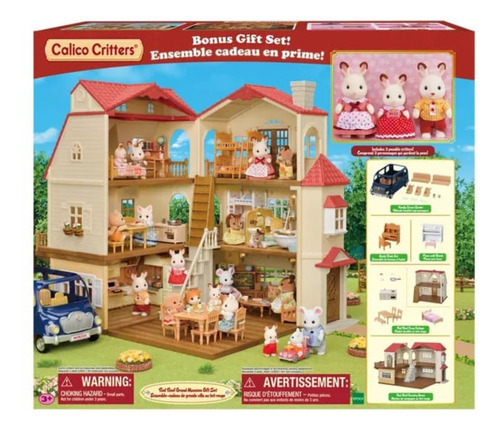 Calico Critters Red Roof Grand Mansion Gift Set, Play Set 