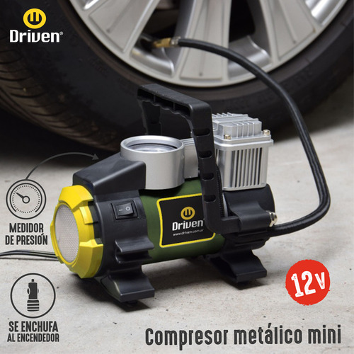 Imagen 2 de 4 de Compresor de aire mini 12v Portátil con luz Led DRIVEN