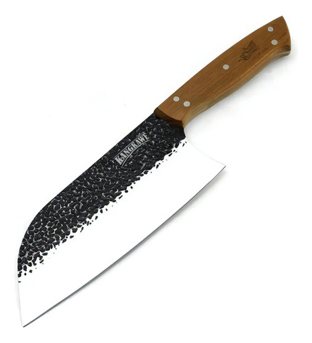 Cuchillo Machete Hacha Parrillero Martillado Kangkawe Bbq   Color Negro