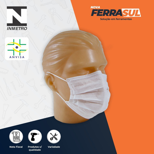 Imagem 3 de 5 de Máscara Descartável Tripla C/ Clipe Nasal Descarpack 50 Unid