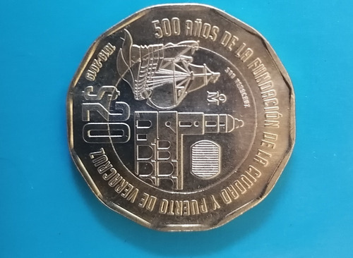 Moneda De 20 Pesos Conmemorativa De Los 500 Años De Veracruz