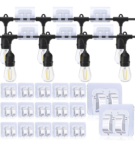 30 Pcs Clips De Luz Exteriores, Ganchos Luces De Cuerda...