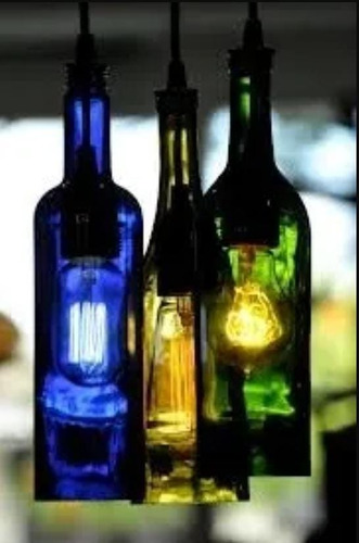 Imagen 1 de 2 de Lampara Colgante Botella De Vino Sin Fondo Elige Color