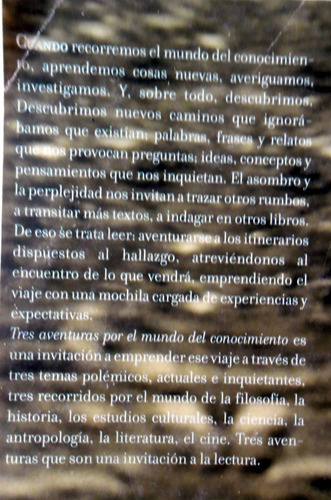 Tres Aventuras Por El Mundo Del Conocimiento - Eudeba