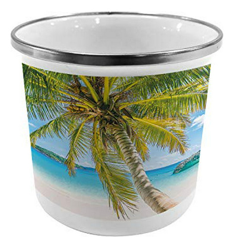 Tazas De Campismo - Lunarable Palm Tree Steel Camping Mug, W