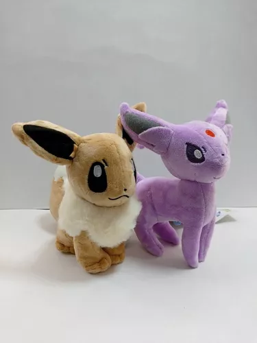 Eevee + Evolução Espeon Pokémon Pelúcia Kit Com 2 Pelúcias