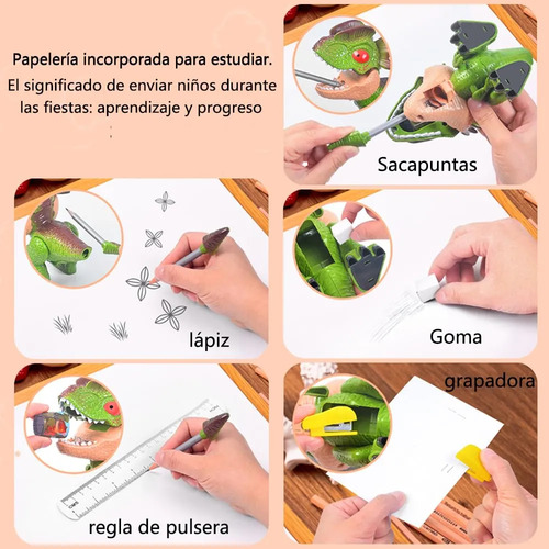 Juego De Bolígrafos De Papel 5 En 1 Con Forma De Dinosaurio