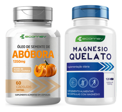 Magnesio Quelato + Oleo Semente De Abobora + Vit E 180cáps Sabor Sem sabor