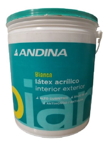 Imagen 1 de 7 de Pintura Látex Interior Exterior Andina Bianca X 4lts Blanco
