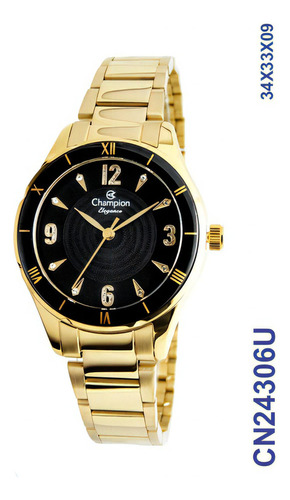 Relógio Champion Elegance Cn24306u Pulseira Aço Dourado Cor Da Correia Dourado