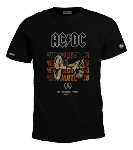 Camiseta Ac Dc Acdc Rock Metal We Salute You Poster Cool Bto