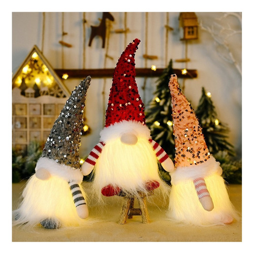 Para Lote 3 Muñecoduende Con Luz Led Mayoreo Navideño Gnomo