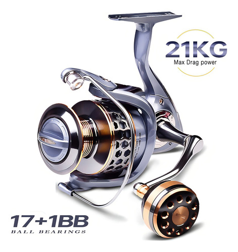 Carrete De Pesca Giratorio De Carrete De 21kg 5,2:1 Color 7000