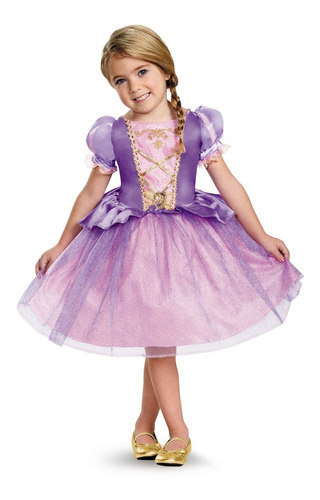 Disfraz Talla Medium (3t 4t) Para Niña Rapunzel Halloween 