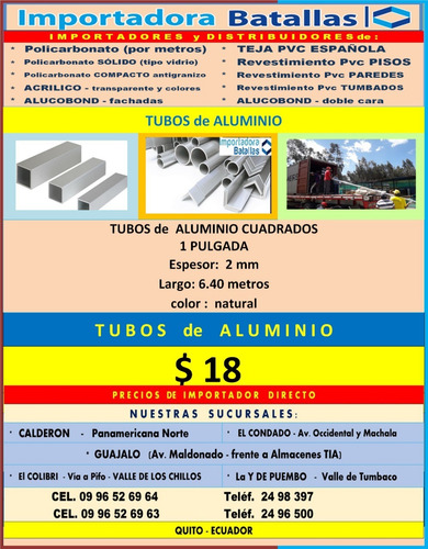 Imagen 1 de 10 de Tuberia D Alumin Y Metálica Cable Acero Tol Alumn Antides Tb