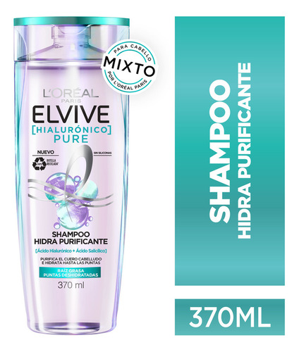  Shampoo Elvive Hialurónico Pure 370 Ml