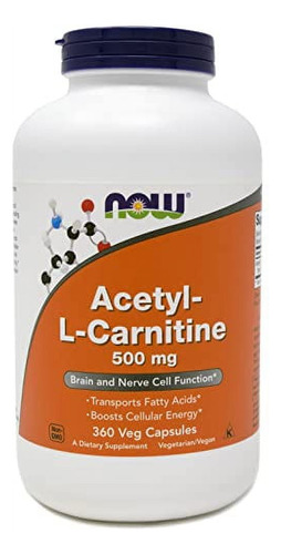 Acetyl-l-carnitine 500 Mg 360 Cápsulas Vegetales Now