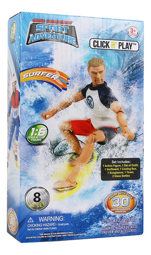 Click N Play Sports  Adventure Surfer - Juego De Figuras De