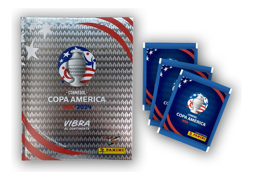 Pack Álbum Tapa Dura Plata + 50 Sobres - Copa America 2024