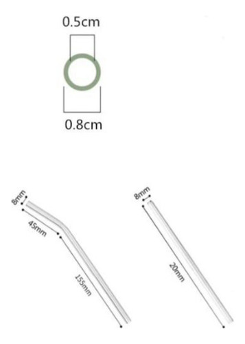 Popote Reutilizable Vidrio Transparente Con Limpiador Set 15 Rectos
