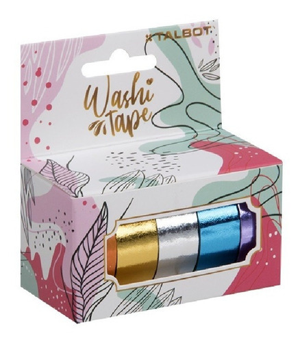 Cinta Washi Tape 1.5cm X 3metros Metálica / 5 Unidades Color Mix